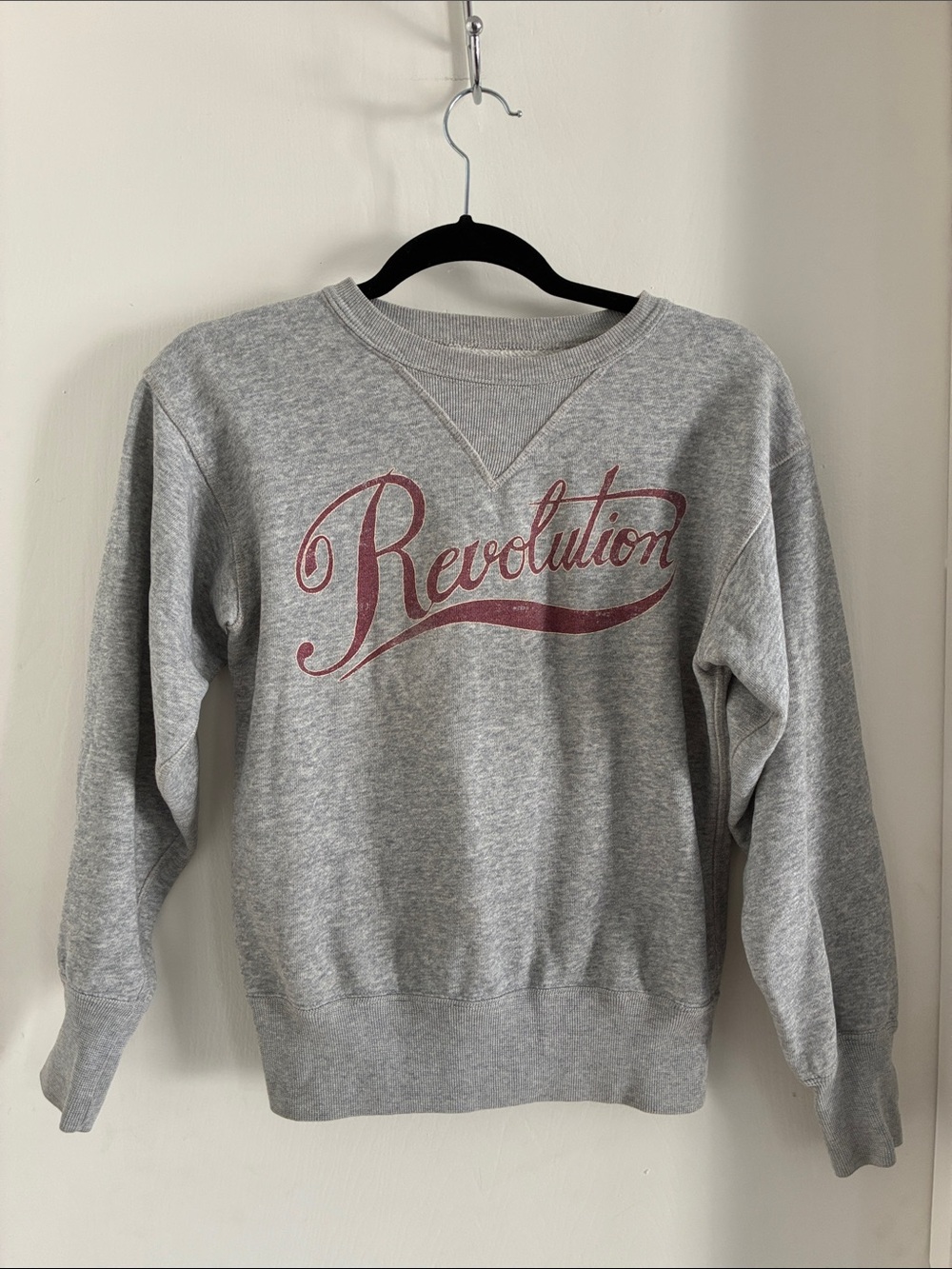 Isabel Marant Gray Crewneck Sweatshirt with Maroon Script “revolution” size 34 - Picture 1 of 6